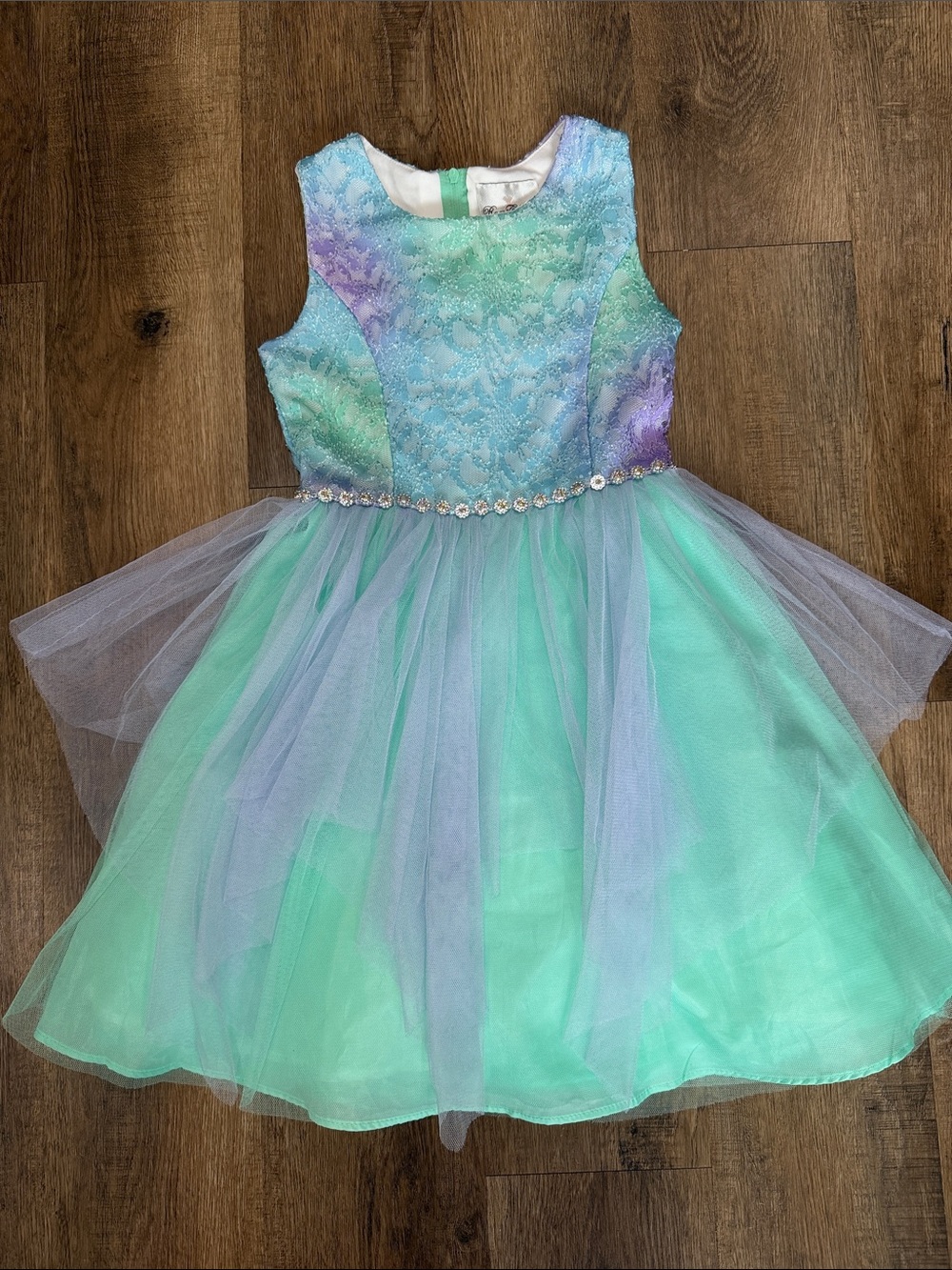 Rare Editions,Girls Mint & Lavender Tulle Party Dress